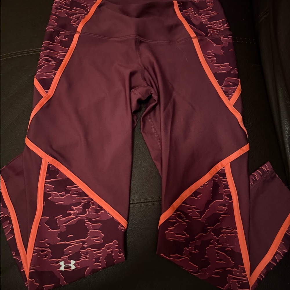 LG Maroon and Orange Compression Leggings